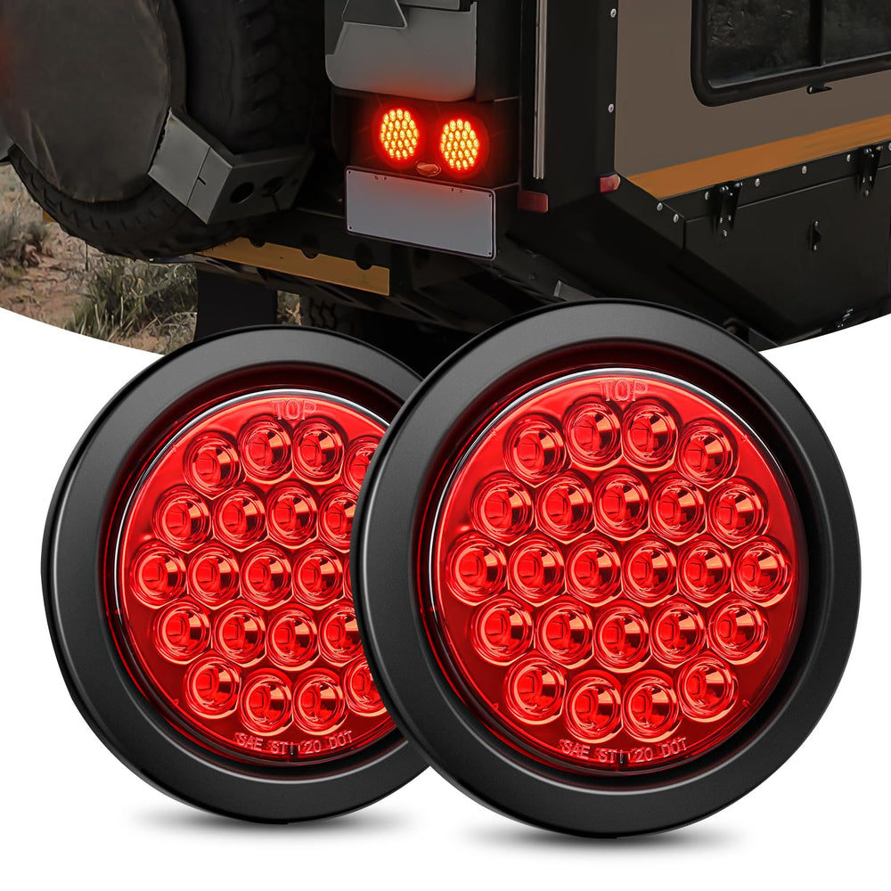 Nilight 4-inch round tail light, front view with 24 LEDs for brighter rear visibility