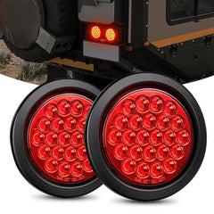 Nilight 4-inch round tail light, front view with 24 LEDs for brighter rear visibility