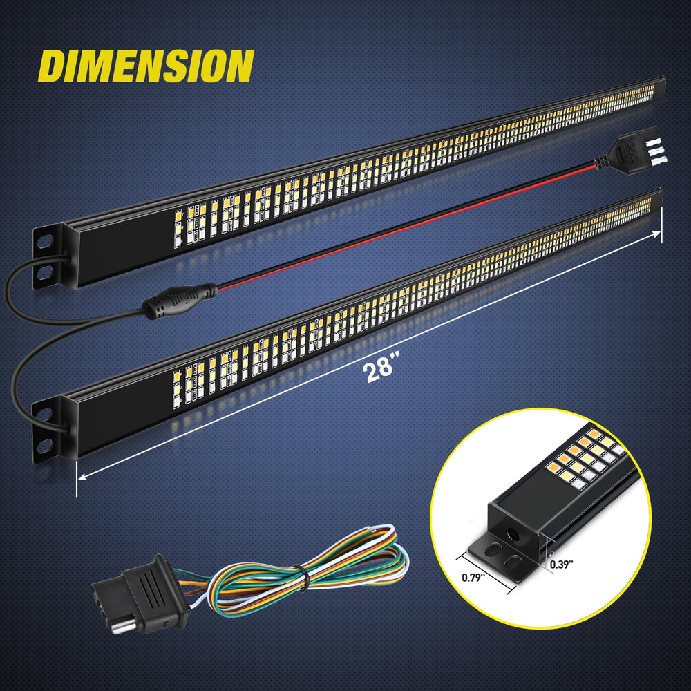 Nilight triple-row LED tailgate bar showing 576 LEDs across two 28-inch sections