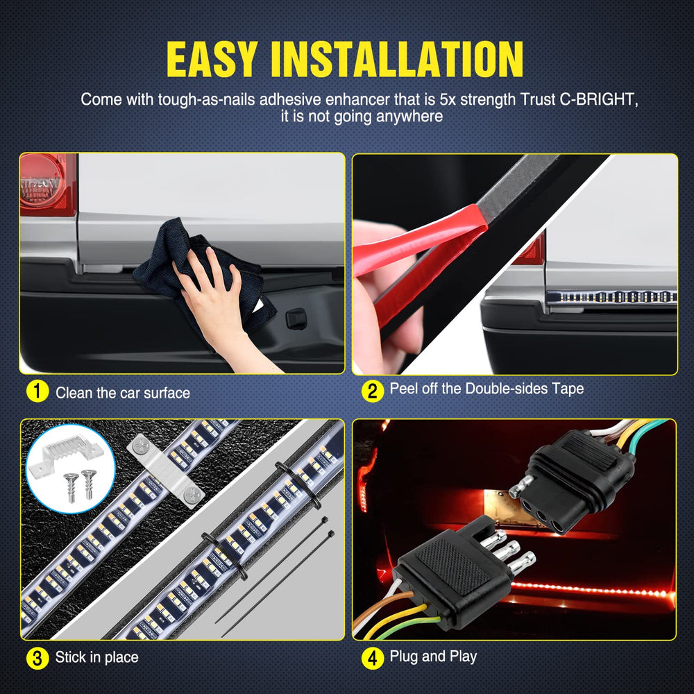 Nilight tailgate light strip amber turn signals boost day and night signaling.