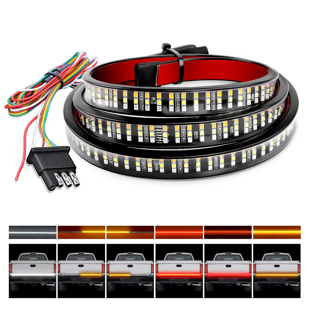 Nilight truck tailgate light strip front view highlighting 360 LEDs for bright visibility.