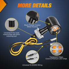 Nilight yellow-beam indicator enhances rider visibility on Harley and street bikes.
