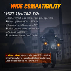 Nilight front indicator with yellow-beam projection for daytime safety.