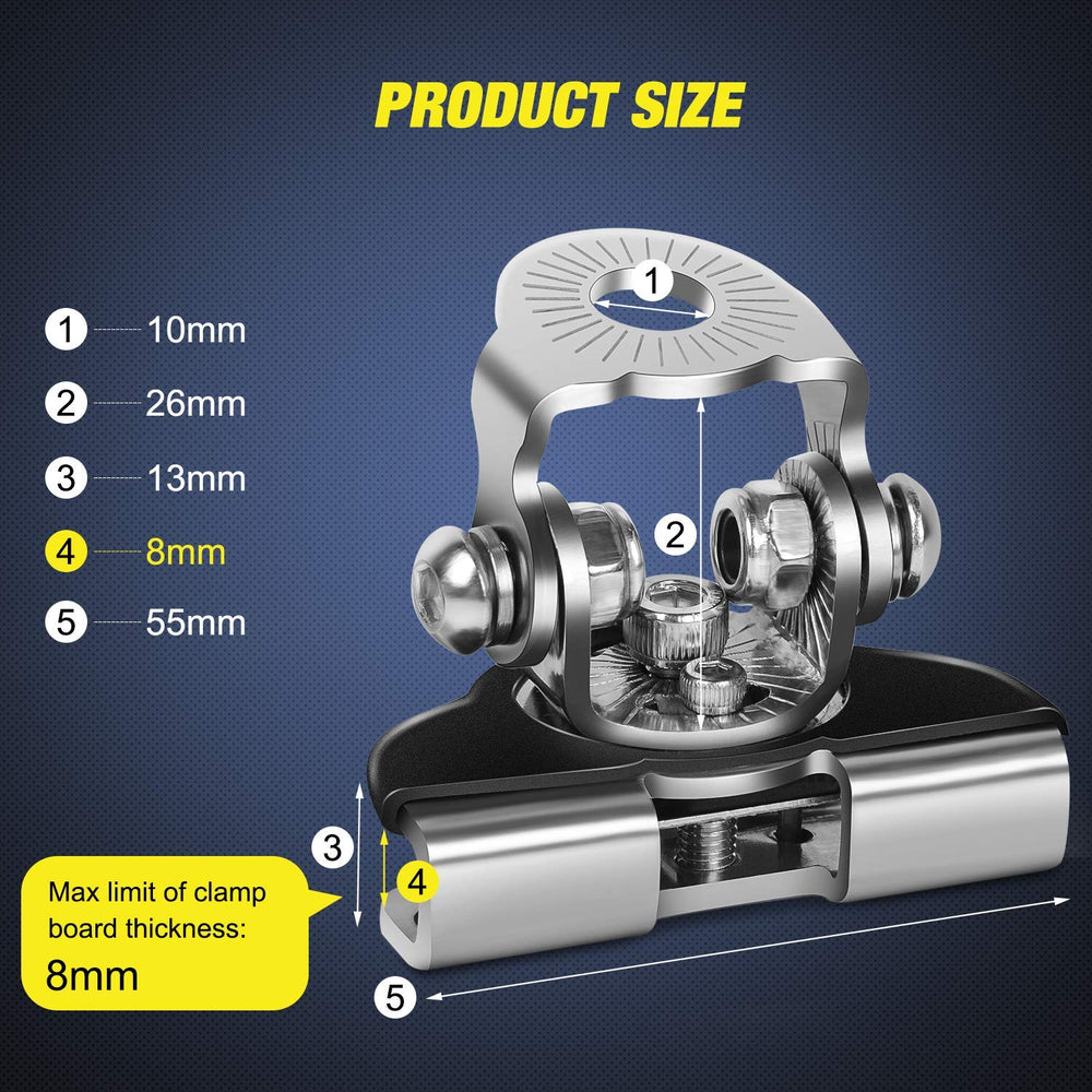 Nilight universal adjustable pillar hood mount shows 180° and 60° movement.