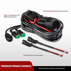 Nilight dual-output harness accommodates two fixtures for flexible mounting.