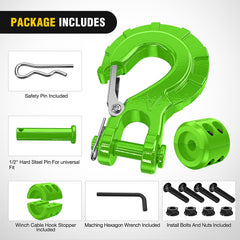Universal fit winch hook compatible with 5/8 inch cables