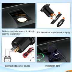 Nilight USB socket panel and screws for easy mounting.