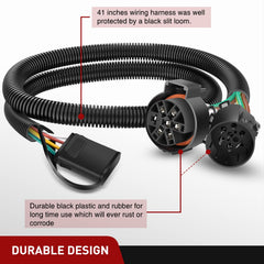 Nilight USCAR harness showing 41-inch length ready for installation near tow package.