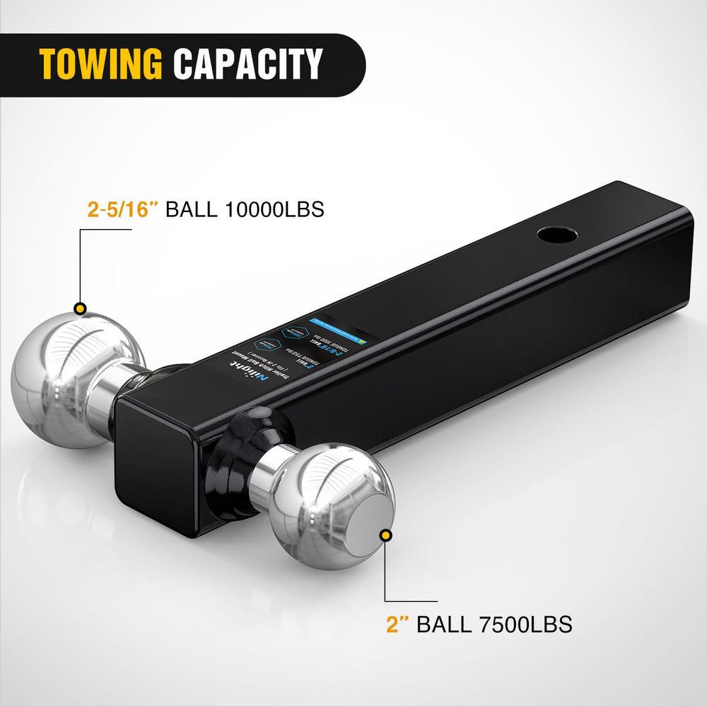Nilight welded balls provide secure, permanent mounting during tow