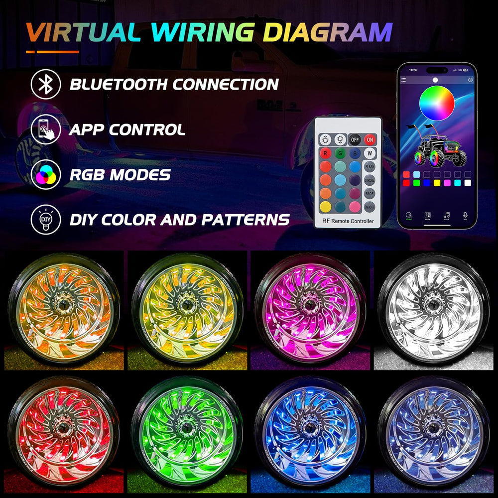 Nilight app control screen demonstrates easy Bluetooth setup and color customization.