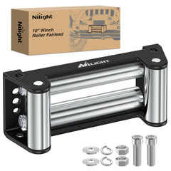 Nilight winch fairlead 10-inch front view for smoother steel cable feeding during recovery.