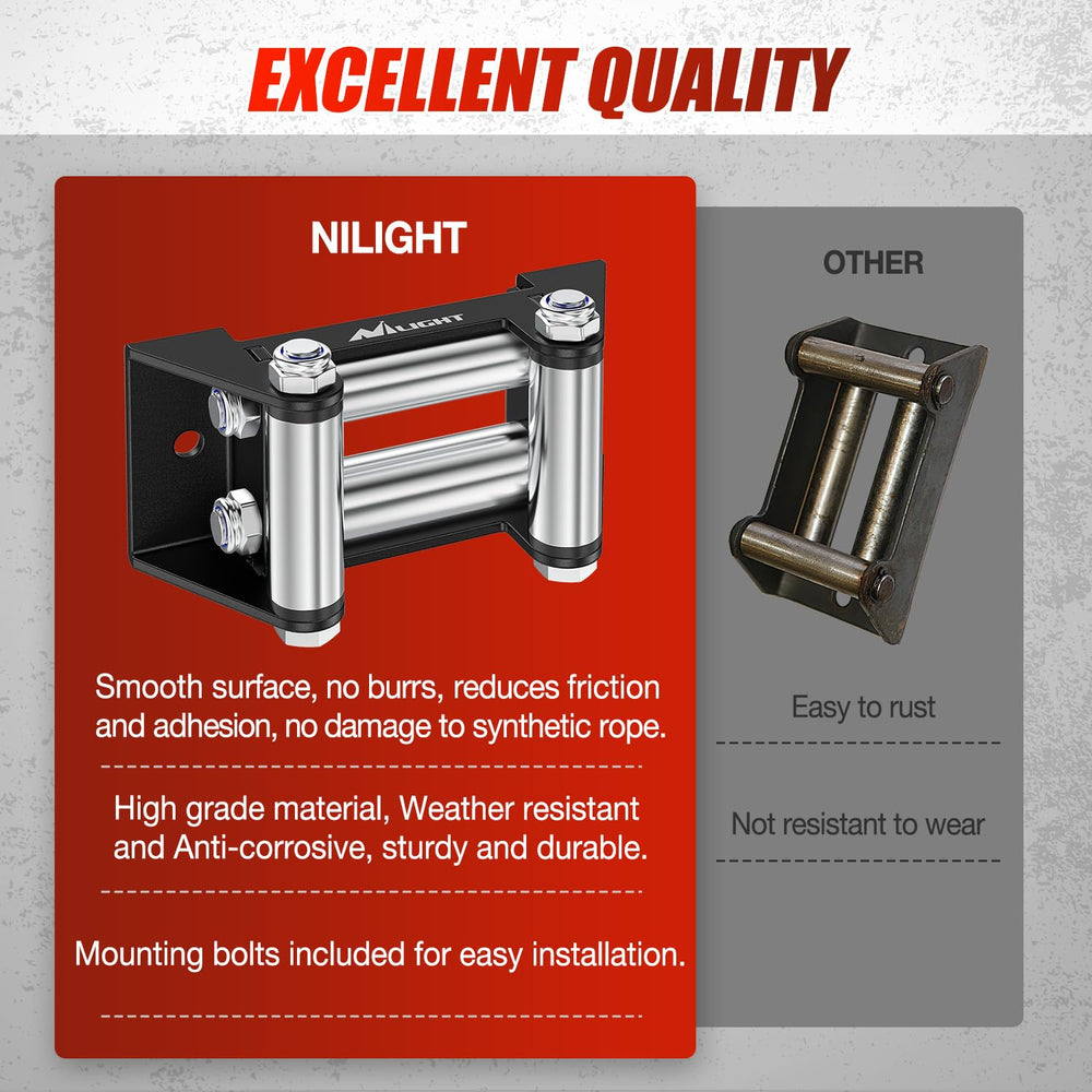 Nilight winch fairlead compatibility image references 2000-3500 lbs winches for UTV/ATV