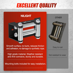 Nilight winch fairlead compatibility image references 2000-3500 lbs winches for UTV/ATV