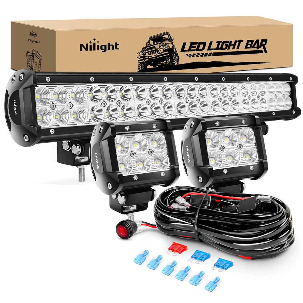 Nilight ZH001 20-inch light bar mounted on vehicle for long-range visibility.
