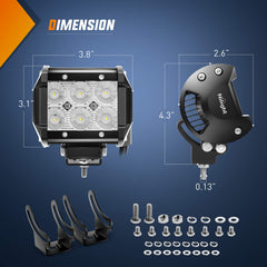 Nilight ZH001 4-inch flood pod right delivers even foreground lighting.