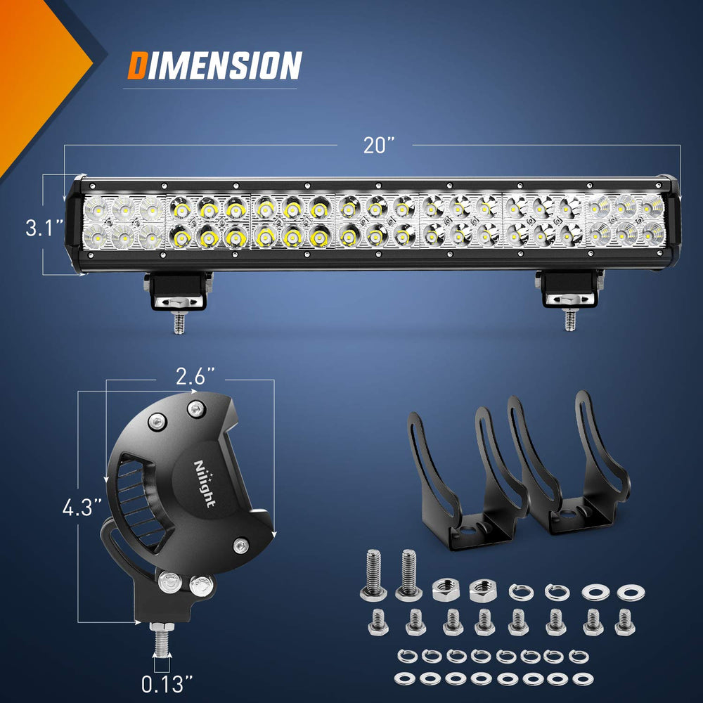 Nilight ZH002 126W combo beam close-up showing spot and flood balance