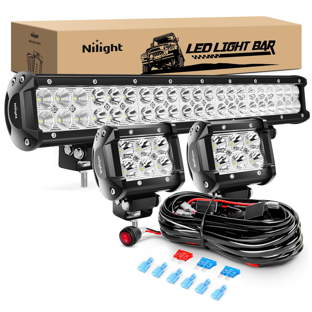 Nilight ZH002 20-inch LED light bar front view for off-road visibility