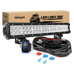 Nilight ZH082 20-inch LED light bar front view enhances night visibility on off-road