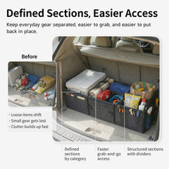 NINEDUCK trunk organizer foldable positions adapt to different trips.