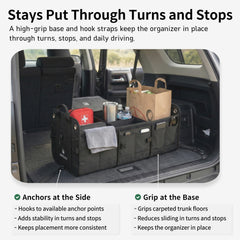 NINEDUCK trunk organizer foldable base highlights stability on the floor.