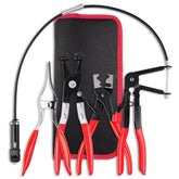 Nintival long-reach spring clamp plier in use for hard-to-reach automotive clamps