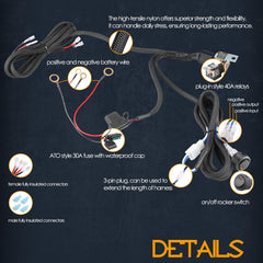 NR NIRIDER 2-lead harness showing relay and fuse for safe operation
