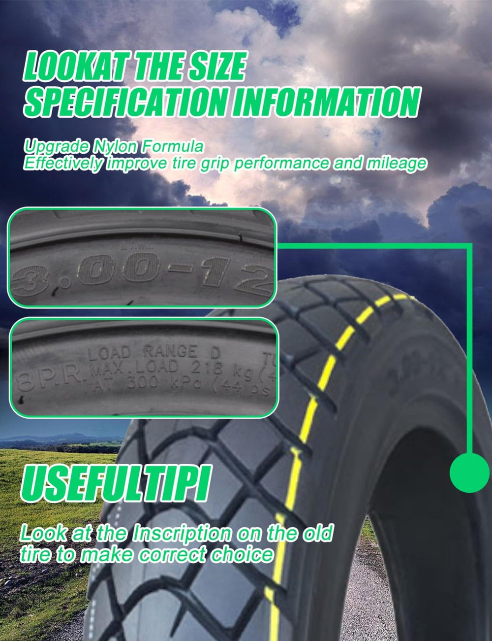 NiuJKun 3-00-12 dirt bike tire mounted on wheel showing compatibility.