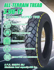 NiuJKun 3-00-12 dirt tire tread pattern for enhanced grip on varied surfaces.