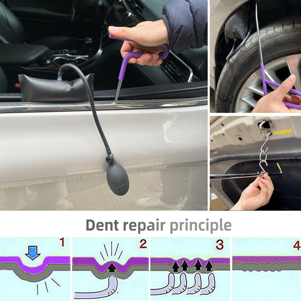NIUVOCY tool with replaceable rod heads for dent shapes