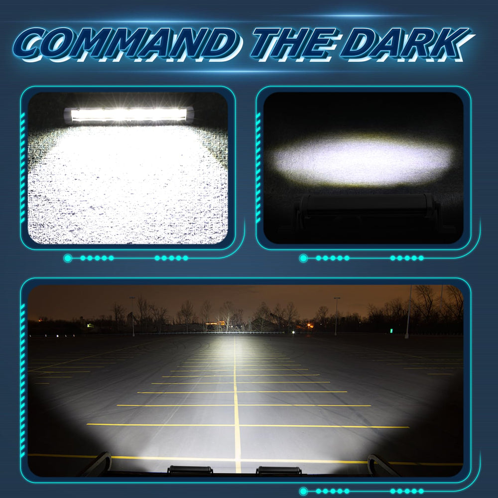 Niwaker PowerSports 6inch LED light bar mounted on road for bright forward illumination.