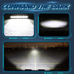 Niwaker PowerSports 6inch LED light bar mounted on road for bright forward illumination.