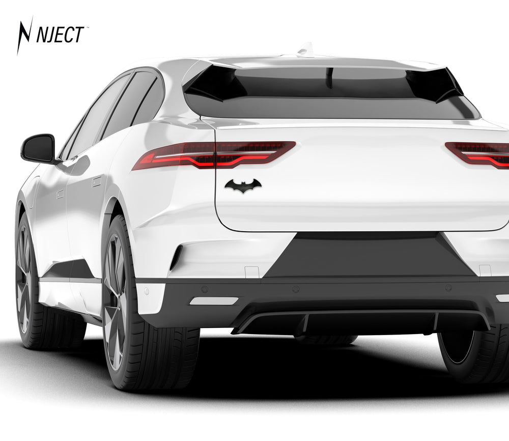 NJECT Peel-and-stick bat emblem for quick, paint-safe customization.