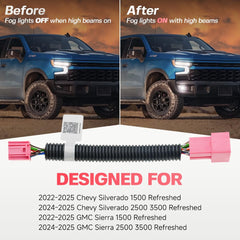 NJSBYL fog lights mod for GMC Sierra 1500 improves night driving clarity.