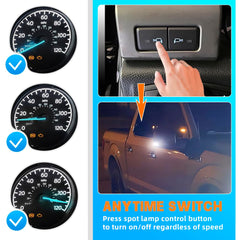 NJSBYL Ford Super Duty spotlights lit for enhanced visibility.