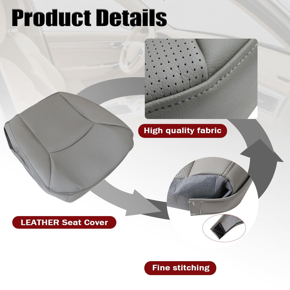 NLQR E driver side bottom perforated seat cover gray back view demonstrates fit