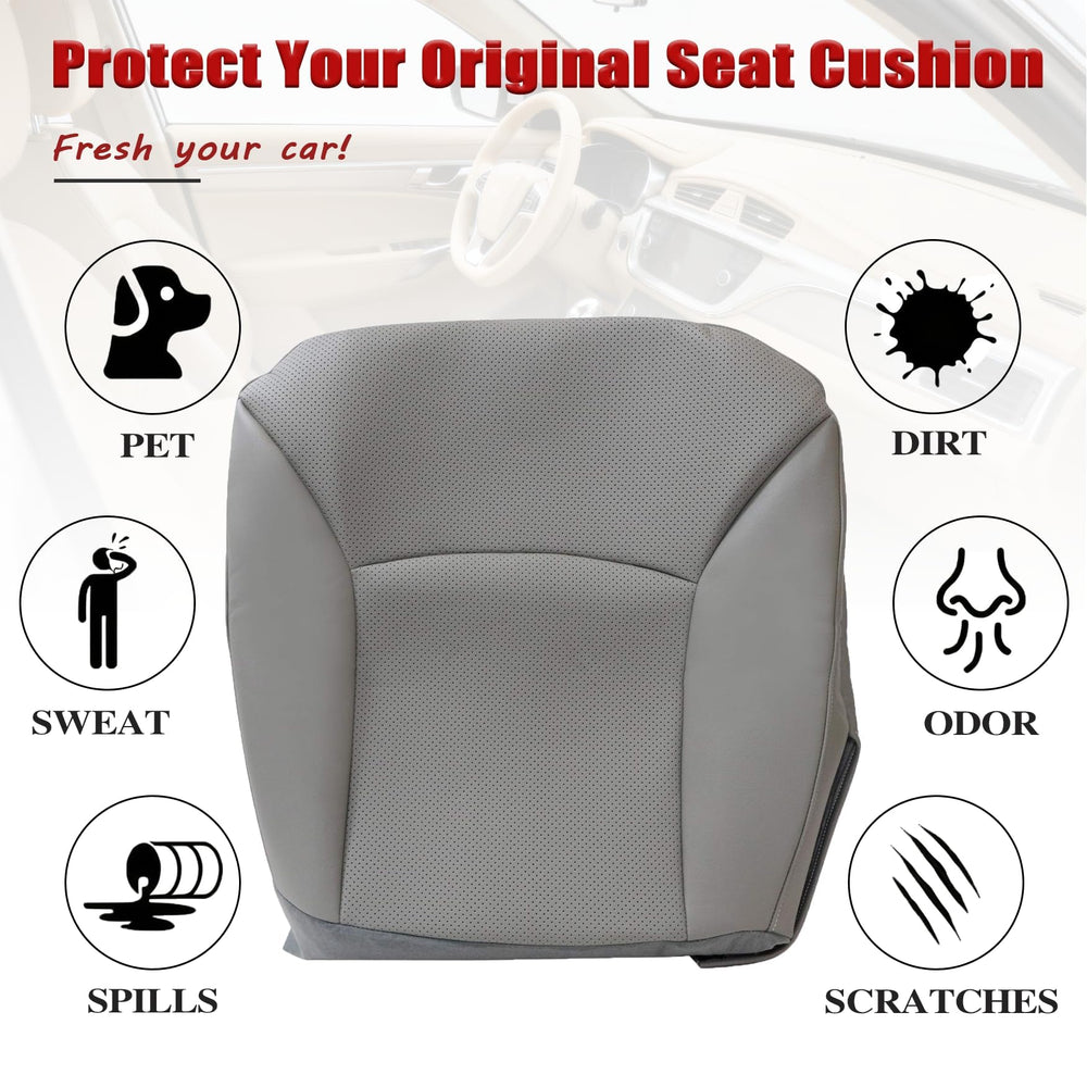 NLQR E driver side bottom perforated seat cover gray installation-ready for quick swap