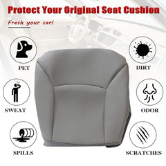 NLQR E driver side bottom perforated seat cover gray installation-ready for quick swap