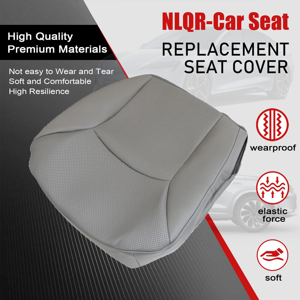 NLQR E driver side bottom perforated seat cover gray stitching detail for premium finish
