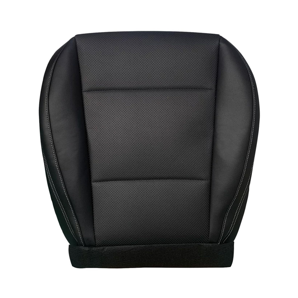 NLQR front driver seat cover close-up of perforated microfiber for breathability.