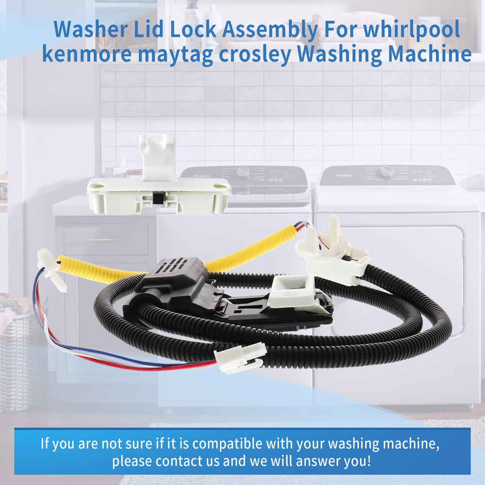 NLZQMBC washer lid lock latch compatibility chart indicating broad model support.