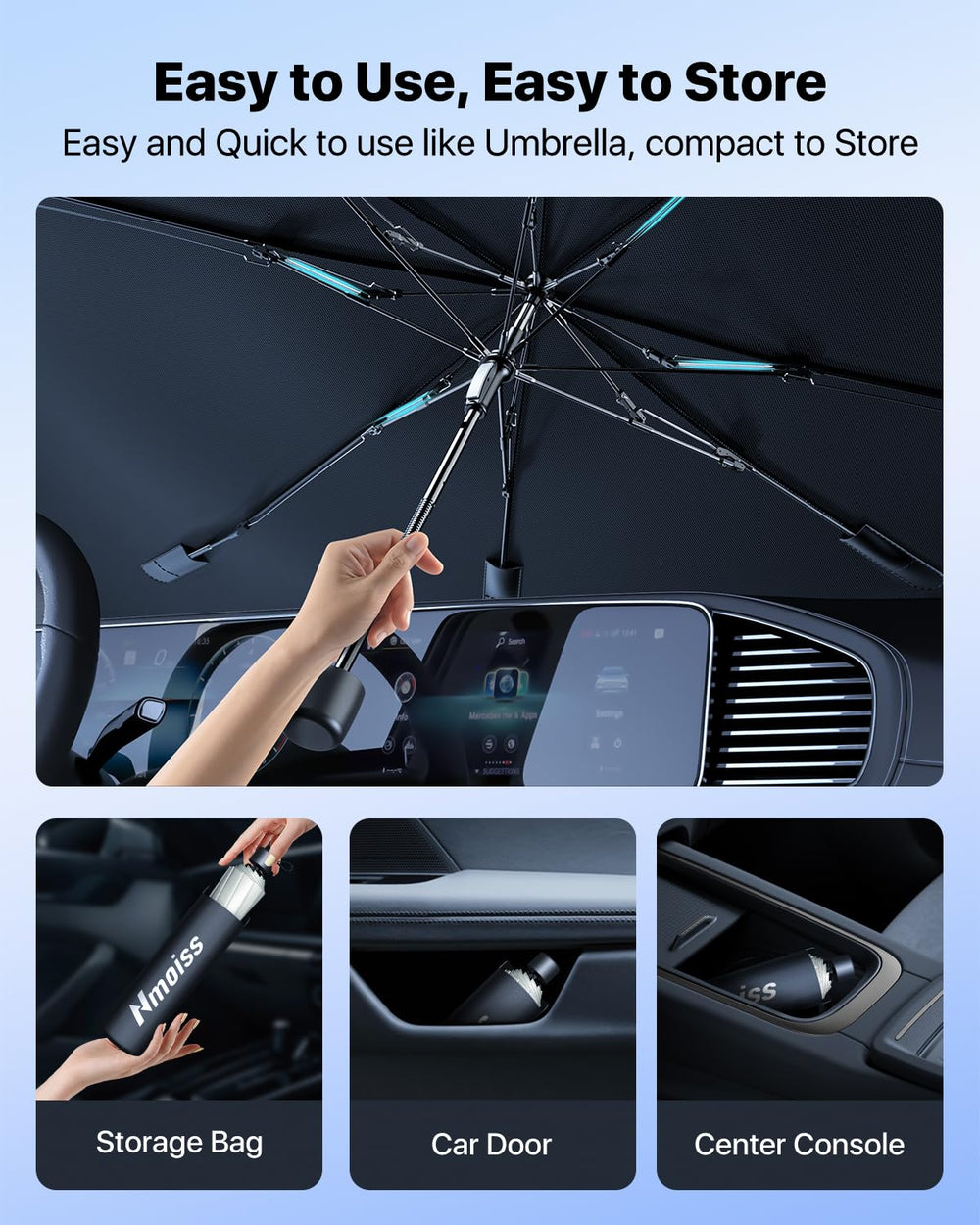 Four-size options from X-Small to Large fit 99% of cars for universal coverage.