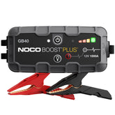 NOCO Boost GB40 front-angle view showing compact emergency jump starter for the glove box