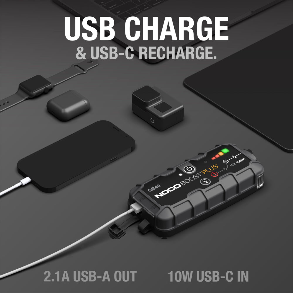 USB-C port enables charging phones and tablets when you need power