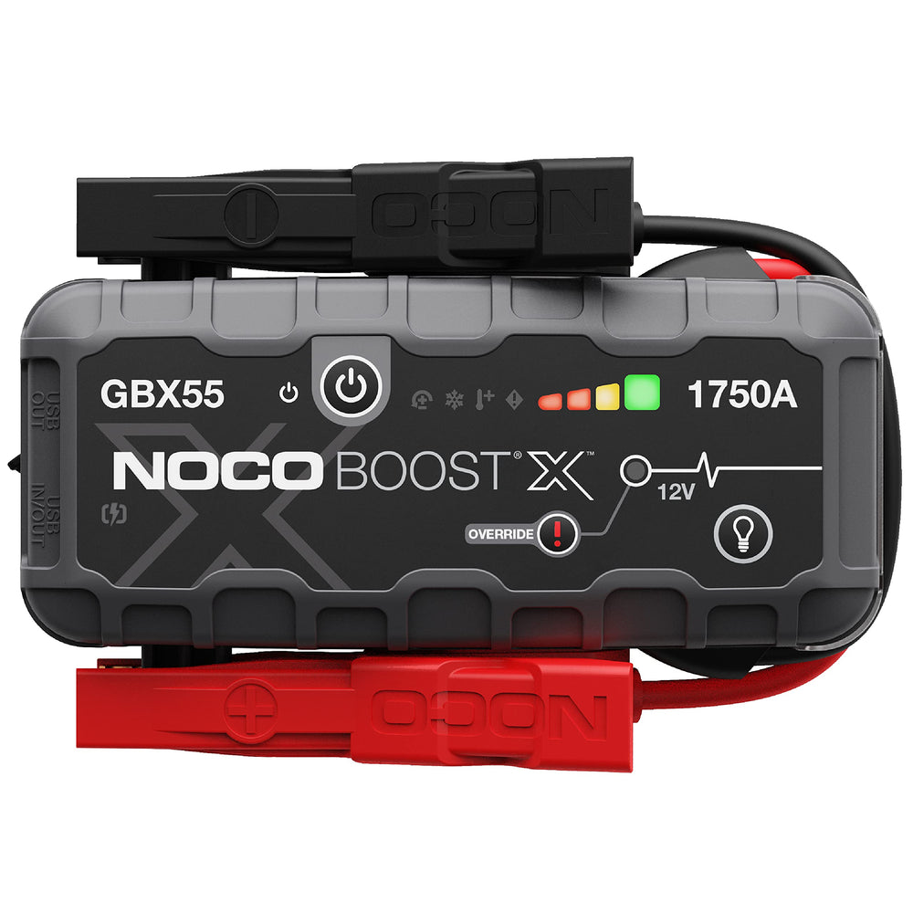 NOCO Boost X GBX55 front view, portable jump starter for quick vehicle starts.
