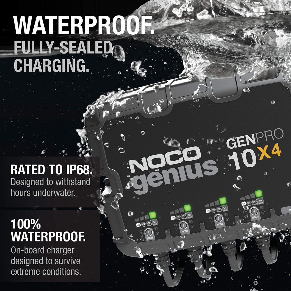 NOCO GenPro10X4 with DC cables included, ready to connect.