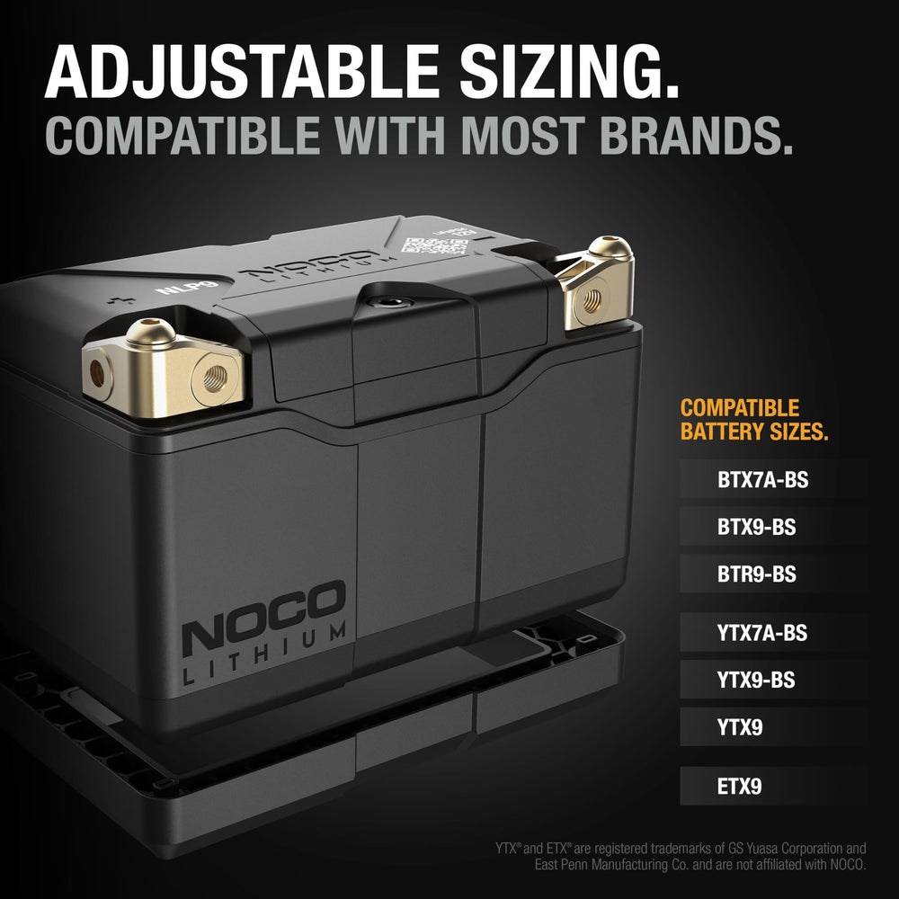 NOCO NLP9 compact, lightweight battery reduces weight while preserving starting power.