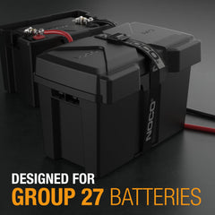NOCO BG27 with lid open highlighting easy access for maintenance and wiring
