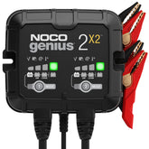 NOCO GENIUS2X2 front view showing dual bays for simultaneous charging.