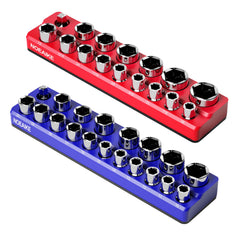 NOEAIKE magnetic socket organizer tray holding SAE and Metric sockets on a workbench