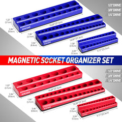 NOEAIKE color-coded trays distinguish metric and SAE sockets.
